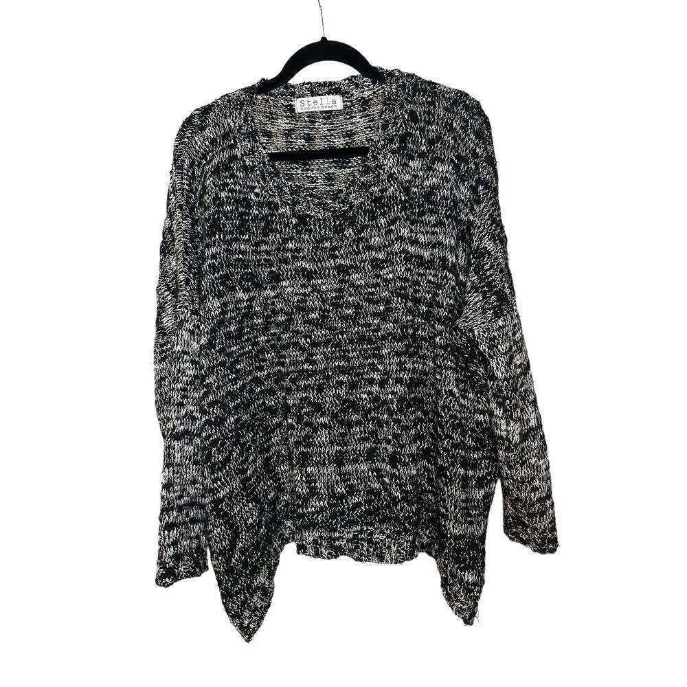 Stella Laguna Beach Women's Knitted Oversized Pullover Sweater Sz XL Black White